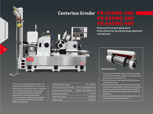 High Precision CNC Centerless Grinder Super Strong Grinding Force Form Grinding Untuk Paduan Hard FX-24CNC